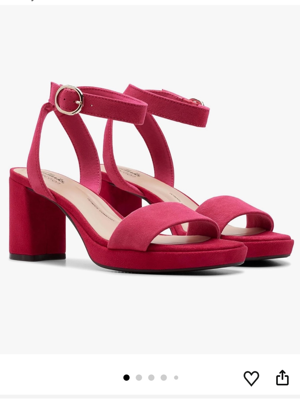 Clarks Fuchsia Suede Block Heel Sandals